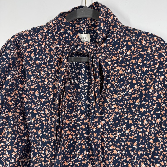 Anthropologie Mirth Navy Floral Cotton Long Sleeve Boho Blouse Top Size M - Picture 3 of 14